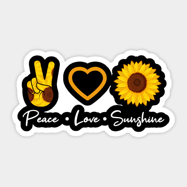 Peace Love Sunshine Sunflower Heart Gift Sticker by Delightful Designs